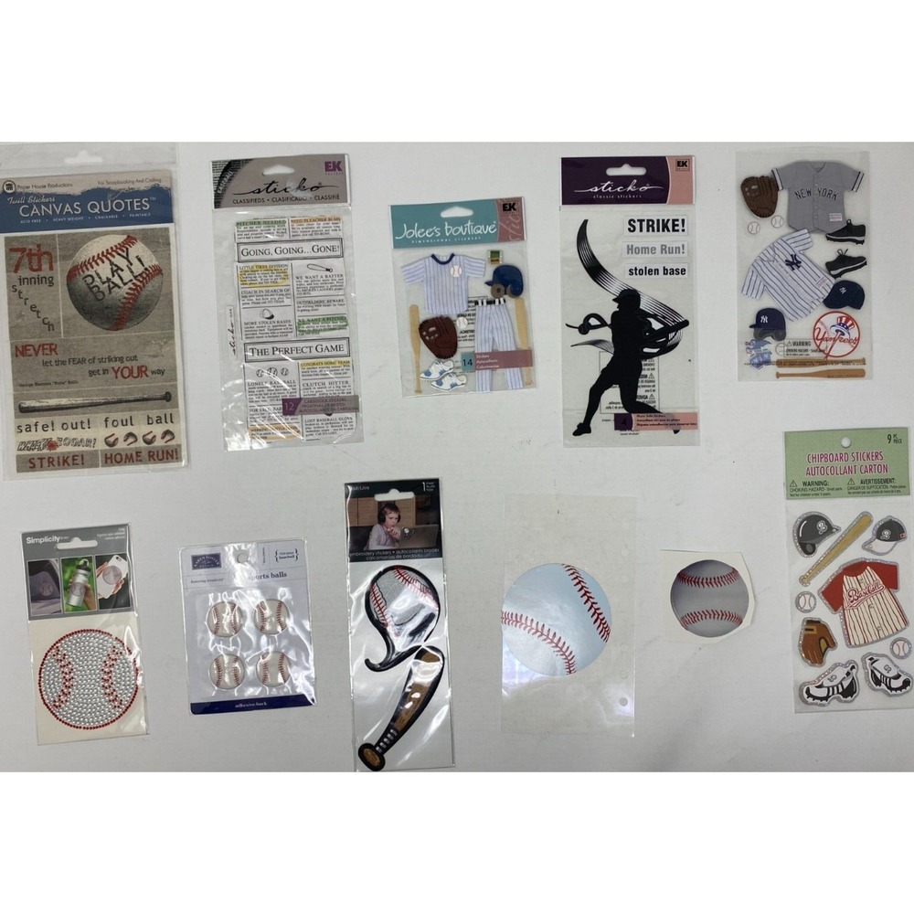 Baseball Scrapbooking Lot Stickers 10 Packs 3D Deluxe Vintage Paper House Sticko